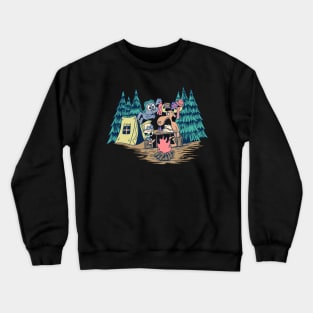 Rocky and friends funny chess camping summer Crewneck Sweatshirt